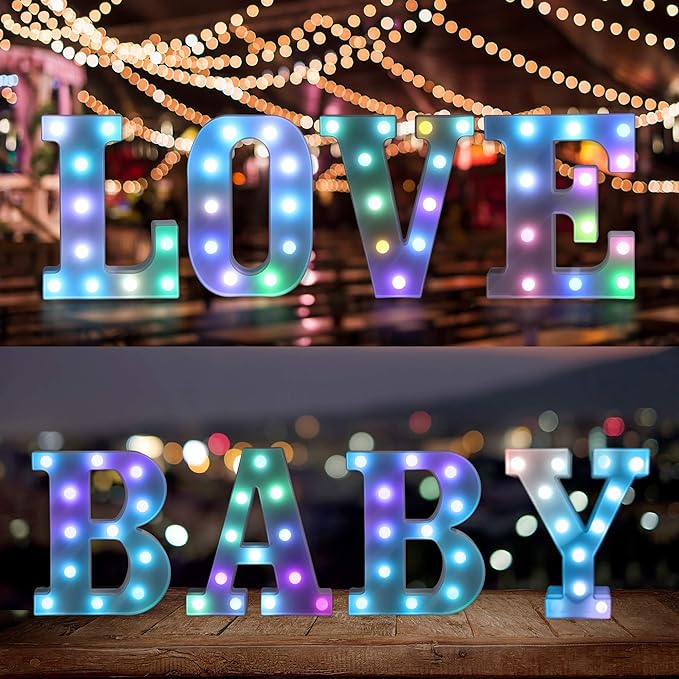 Foaky Upgraded Light Up Letters,Colorful Marquee Light Up Letter with Remote,Marquee Letters for Girl Gifts Teen Girl Gifts Trendy Stuff,Birthday Party Decoration (A)-NeatNest