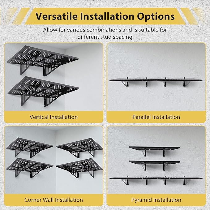 2-Pack Garage Storage Racks, 24" W x 36" L 560 lbs Capacity Steel Shelving Unit with 4 Hooks & Reinforced Edges, Black, Space-Saving Garage Shelves for Home, Warehouse-NeatNest