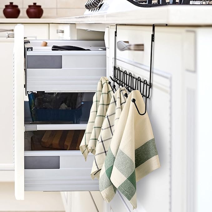 Deco Brothers Over The Door Hook Organizer with 11 Hooks, Black-NeatNest