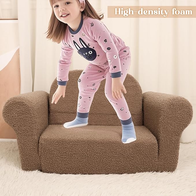 Chairs for Toddler, 2-in-1 Toddler Soft Teddy Baby Couch Fold Out, Convertible Chair to Lounger for Girls and Boys|Safety Certified | Gift for Children-NeatNest