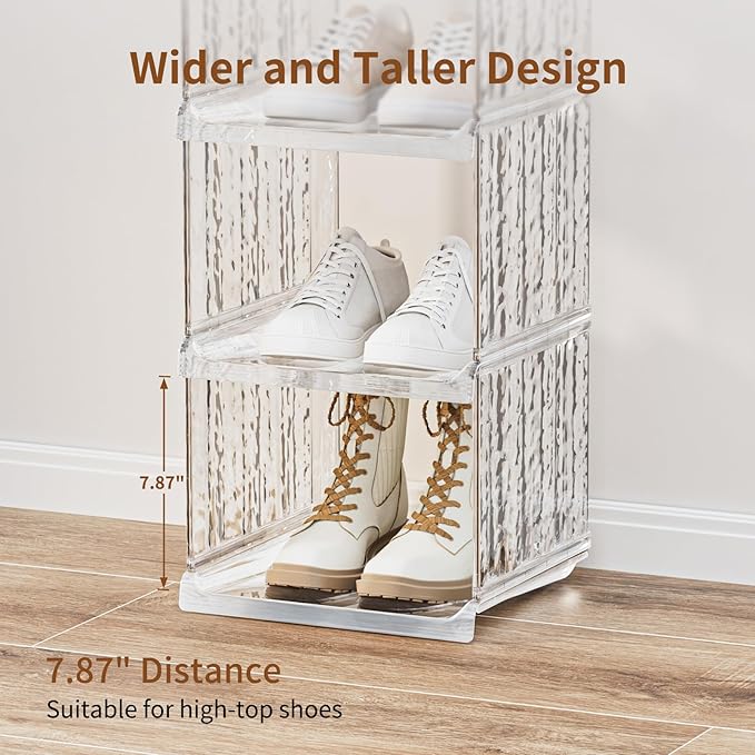 HAIXIN Shoe Rack for Closet - 5 Tier Vertical Ice Clear Shoe Rack Organizer Cabinet for Front Door Entrance, Large Stackable Shoe Tower Shelf for Entryway, Narrow Slim Shoe Holder for Corner - Clear-NeatNest