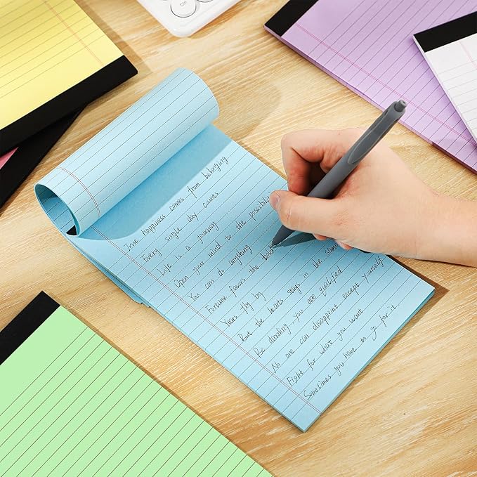 6 Packs Legal Pads 5x8, Totally 180 Sheets Colored Legal Pads 5x8 College Ruled Writing Pads Small Note Pads 30 Sheets/Pad Tablets Lined Notepad for School, Office, To-Do Lists
