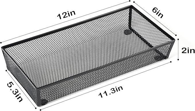 BYCY 3 Pack Mesh Flatware Drawer Organizer for Kitchen/Office/Home Tools,Spoon Knife Fork Organizers Box Utensil Tabletop Storage Tray (12 x 6 x 2 Inch)-NeatNest