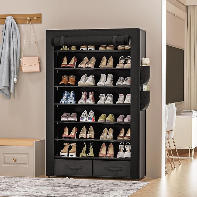 Tall Shoe Rack Dustproof Cabinet Large Capacity 8 Tier Shoe Organizer,32-40 Pairs of Shoes-NeatNest