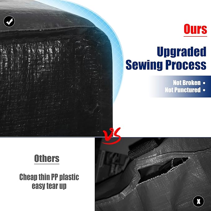 Cosy Family 8 Pack Heavy Duty Extra Large Moving Bags with Backpack Straps - Strong Handles & Zippers, Storage Totes For Space Saving, Fold Flat, Alternative to Moving Box (Set of 8, Black)-NeatNest