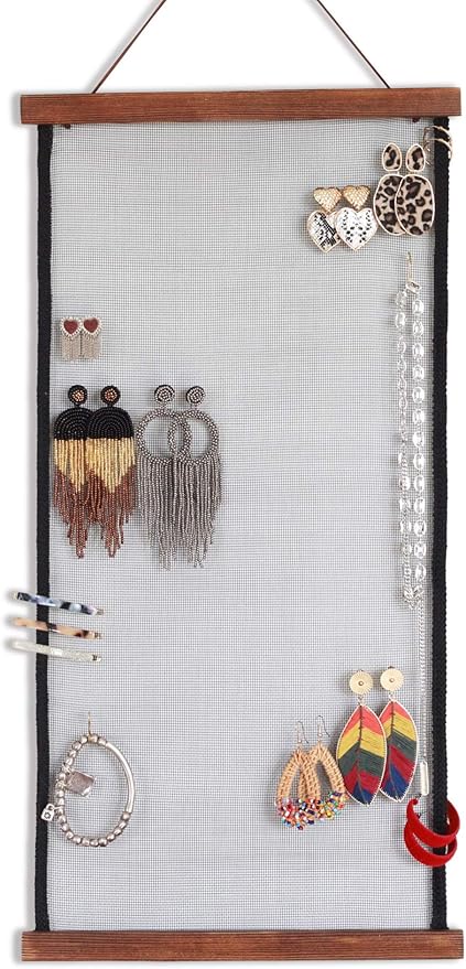 Earring Organizer Wall Monut, Display Hanging Jewelry Organizer for Studs Dangle Earrings and Necklaces Holder Rack for Women Girl Gift-NeatNest