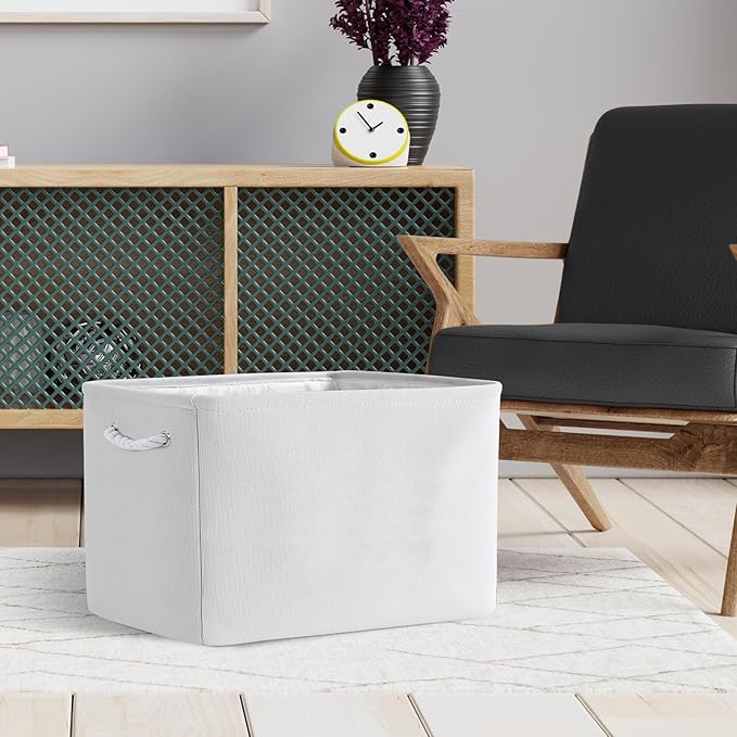 TheWarmHome Organization and Storage Basket for Shelves - Extra Jumbo 3 Pack 20.5x15.8x13.8 inch Cube Storage Bins for Toy Closet Box Home Organizer Gift (White)-NeatNest