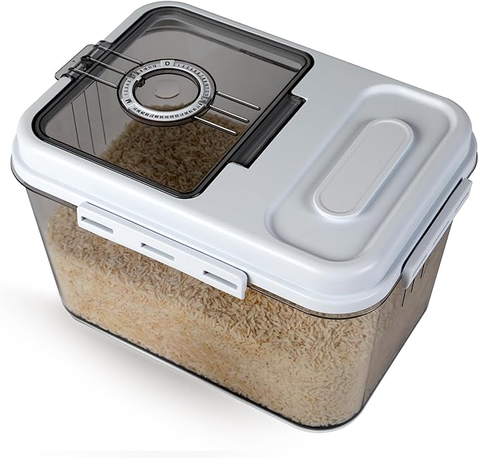 Chef's Path Extra Large Airtight Rice Storage Container with Measuring Cup, Pack of 1, 8 L Capacity, Kitchen and Pantry Canister for Rice, Flour, Sugar, and Baking Supplies-NeatNest