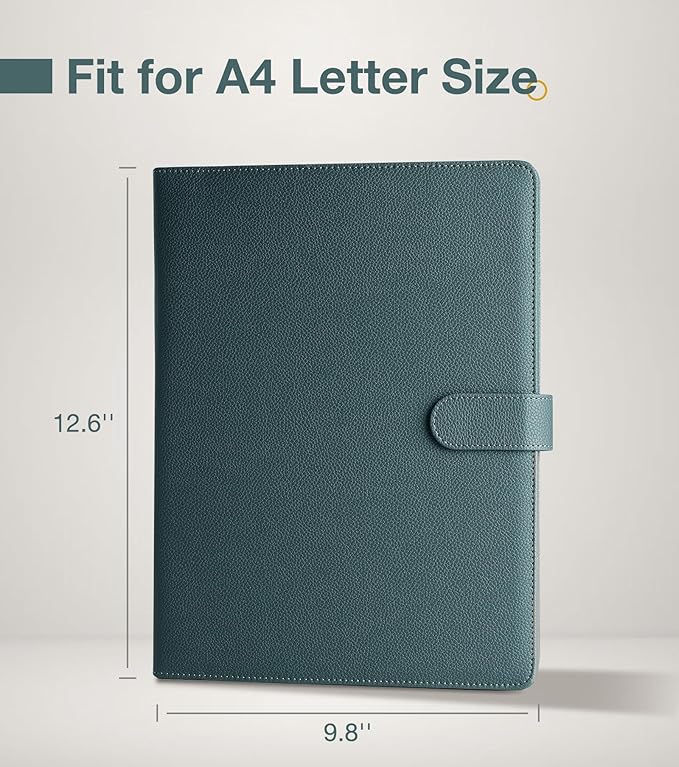 Clipboard Folder Padfolio A4, Mymazn Writing Portfolios Faux Leather Clipboards with Cover for Legal Pad Holder Letter Size 8.5 x 11 for Business Conference Notepad Clip Board (Gray Green)-NeatNest