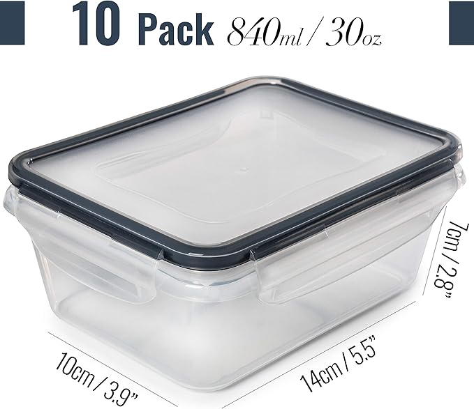 fullstar 20-Piece Plastic Food Storage Containers with Lids (10 Containers & 10 Lids) - Leakproof, BPA-Free, Meal Prep Containers, Reusable Lunch Storage Set for Kitchen Organization (Pack of 20)-NeatNest