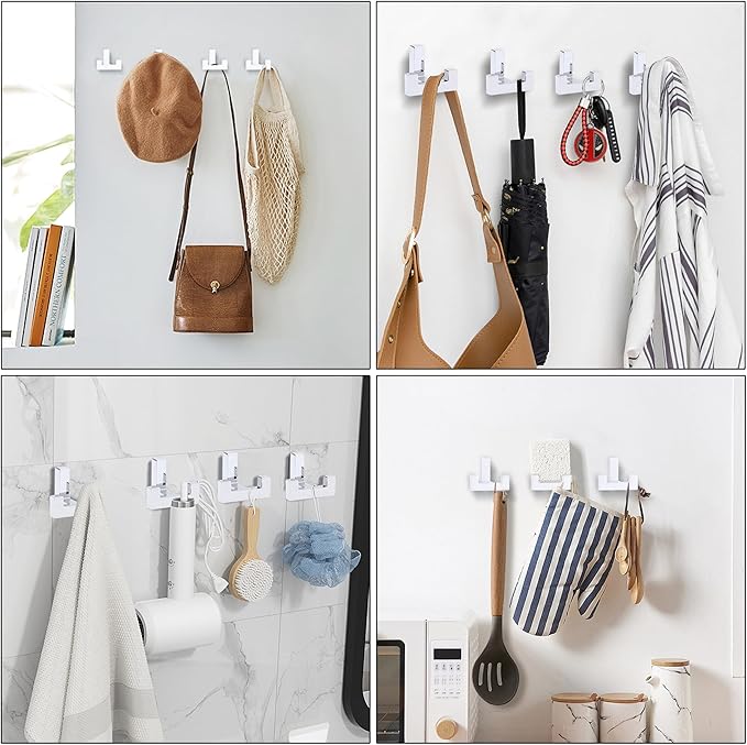 5 Pack Heavy Duty Coat Hook Wall Mount with Screw Retro Double Coat Hook Utility Hook for Coats, Scarves, Bags, Towels, Keys, Hats, Mugs (Chrome)