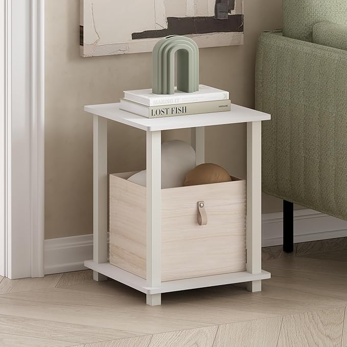Furinno Simplistic End Table, Set of Two, White/White-NeatNest