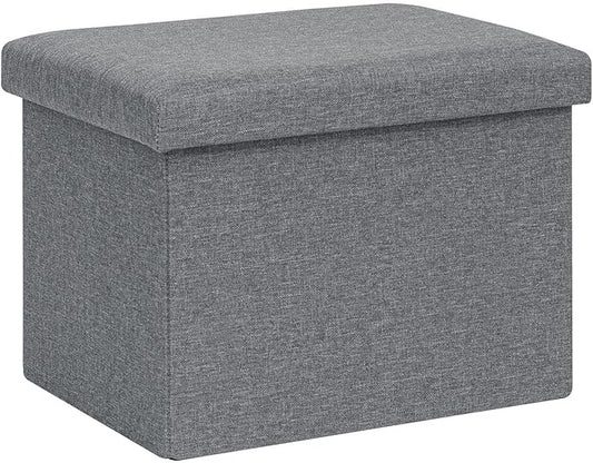 B FSOBEIIALEO Folding Storage Ottoman Cube Linen Ottomans for Living Room, Bedroom, Home Office, Dorm Storage Footrest Grey 16.5"x12.6"x12.6"