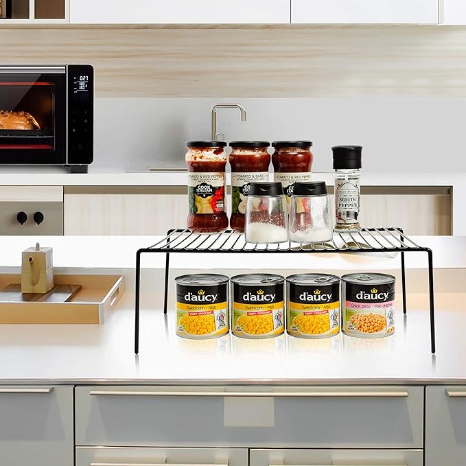 iPEGTOP 4-Pack 15.7 x 9.4 Inch Rustproof Metal Wire Kitchen Storage Shelves – Organizer for Freezer, Fridge, Pantry & Countertop – Spice, Utensils Rack – Black-NeatNest