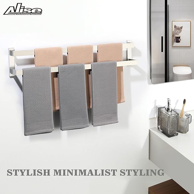 Alise Bath Double Towel Bars,Black Towel Holder Towel Racks for Bathroom Lavatory,Wall Mount Towel Hanger SUS304 Stainless Steel Towel Rail,GOY2800-LS Brushed Nickel 32 Inch