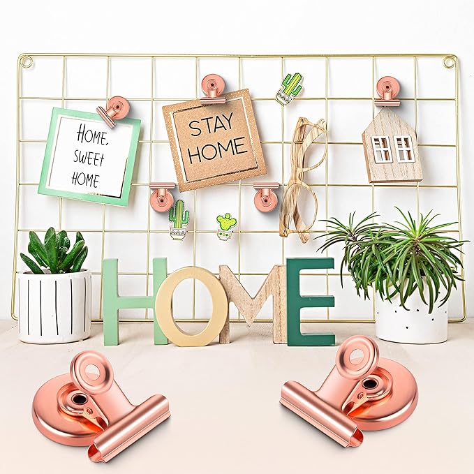 Grtard 48pack Magnetic Clips Heavy Duty, Magnet Clips for Fridge, Refrigerator Magnets, Scratch Free Magnets with Clip, Strong Magnetic Clip for Refrigerator, Whiteboard, Locker, Cruise (Rose Gold)