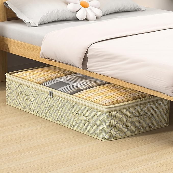 Foldable Under Bed Storage–Under Bed Storage Containers Non-Woven Fabric with Dual Zipper, Closet Organizers for Clothing, Bedding–Space-Saving Storage For Bedroom (7 in)-NeatNest