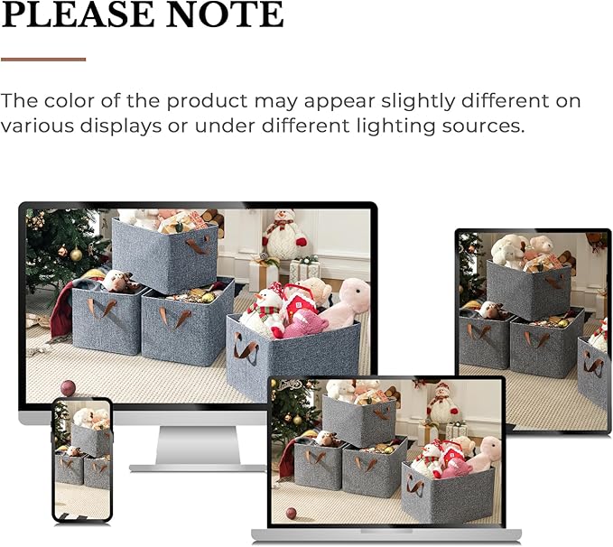 GRANNY SAYS Storage Baskets for Shelves, Closet Organizer Bins, Clothes Storage Bins with Metal Frame, Large Baskets for Organizing and Storage, Collapsible, Gray, 2-Pack-NeatNest