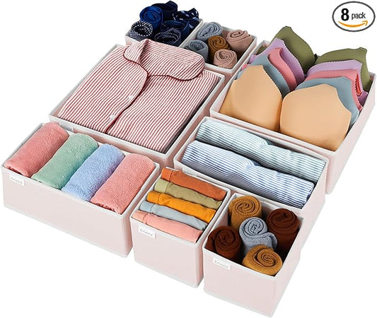 8 Pack Underwear Drawer Organizer, Drawer Organizer Clothes, Foldable Cloth Storage Box Closet Dresser Drawer Divider Organizer for Clothes, Scarves-NeatNest