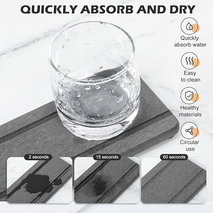 4PCS Stone Drying Trays for Bathroom Sink and Kitchen Counter, Water Absorbing Stone Tray with Diatomaceous Earth, Soap Dish and Coaster-NeatNest