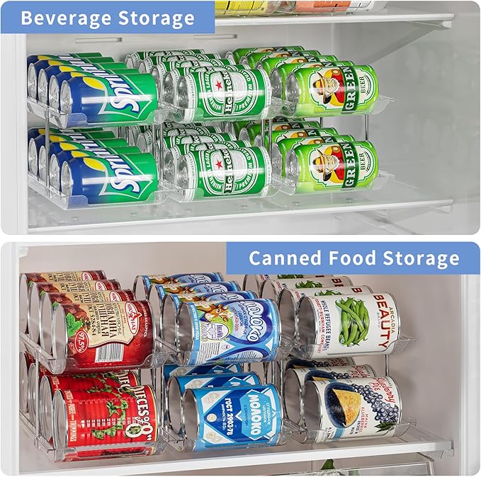 Can Organizer for Pantry Free combination Can Dispenser,Clear 3 Tier Storage Rack for 36 Cans Suitable for Cabinet Pantry Fridge Countertop (3 * 3)-NeatNest
