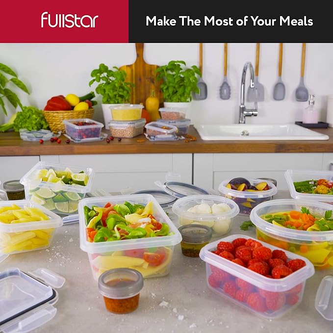 fullstar 50-Piece Plastic Food Storage Containers with Lids (24 Containers & 24 Lids) - Leakproof, BPA-Free, Meal Prep Containers, Reusable Lunch Storage Set for Kitchen Organization (Pack of 50)-NeatNest