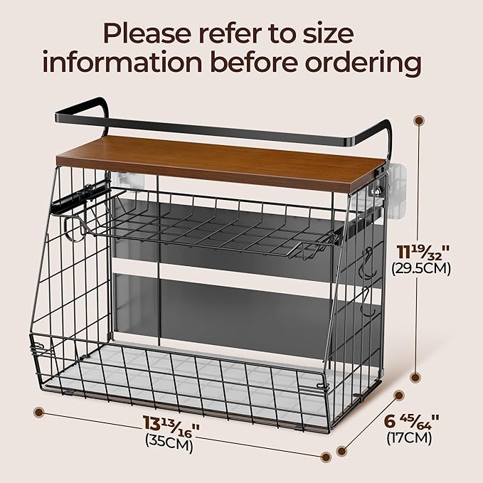 Delamu Magnetic Shelf for Fridge with Wood Lid, 3 Tier Pull Out Fridge Magnet Organizer, Magnetic Spice Rack for Refrigerator, Cabinet, Kitchen Counter, Laundry (2 Pack)-NeatNest