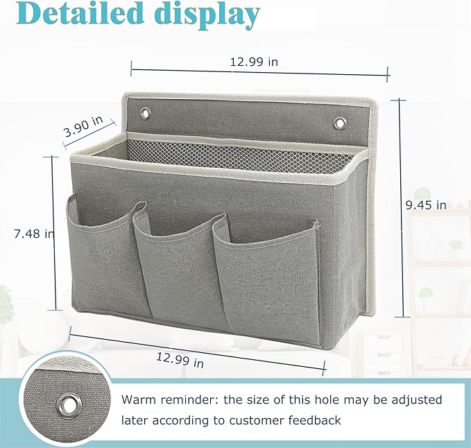 2-Pack Wall Hanging Organizer Bag/Hanging Baskets with Large Mesh Compartment & 3 Pockets，Over the Door Organizer Space Saving Storage for Bedroom,RV Camper, Closet (Gray -2 Pack)-NeatNest
