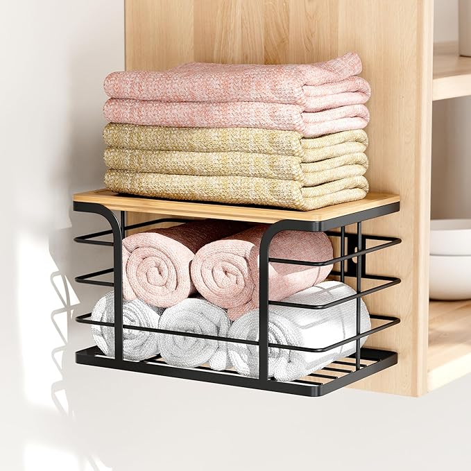 3 Pack Stackable Pantry Organizer,Stainless Steel Trash Bag Holder Dispenser,Kitchen Storage Organization for Kitchen Counter Sink,Laundry Room,Pantry, Black-NeatNest