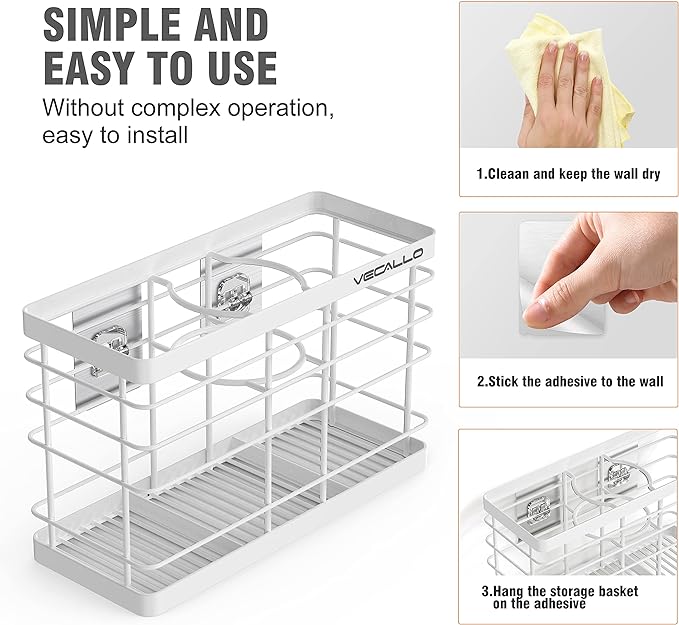 Hair Tool Organizer Shower Caddy Bathroom Hair Care and Styling Tool Organizer Storage Basket and Container for Hair Dryer, Flat Irons, Curling Wands, Hair Straighteners - Wall Mount No Drilling Rustproof Stainless Steel Bathroom Shelf-NeatNest