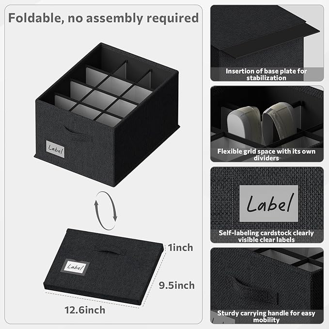 2 Pack Shoe Organizer for Closet,Fits up to 24 Pairs,Fabric Shoe Storage Bins,Large Shoe Box Storage Containers with Bottom Support for Shoes (Black, (16.5 * 12.6 * 9.5) x1)-NeatNest