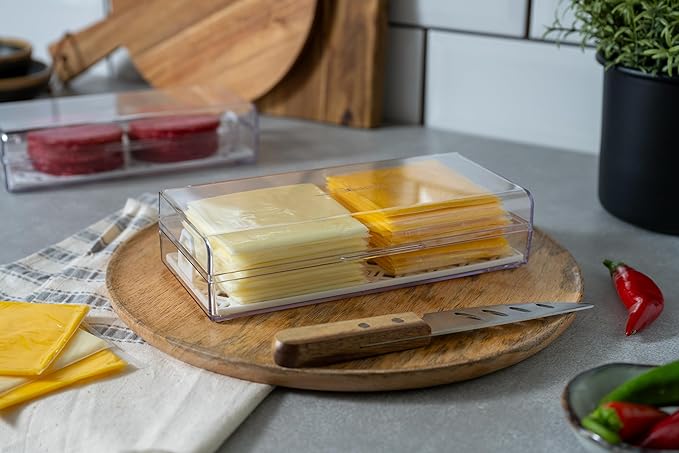 Cheese Keeper | Storage Container for Fridge | Food Box with Hinged Lid and Removable Tray | Sliced Cheese Organizer | Made in USA-NeatNest