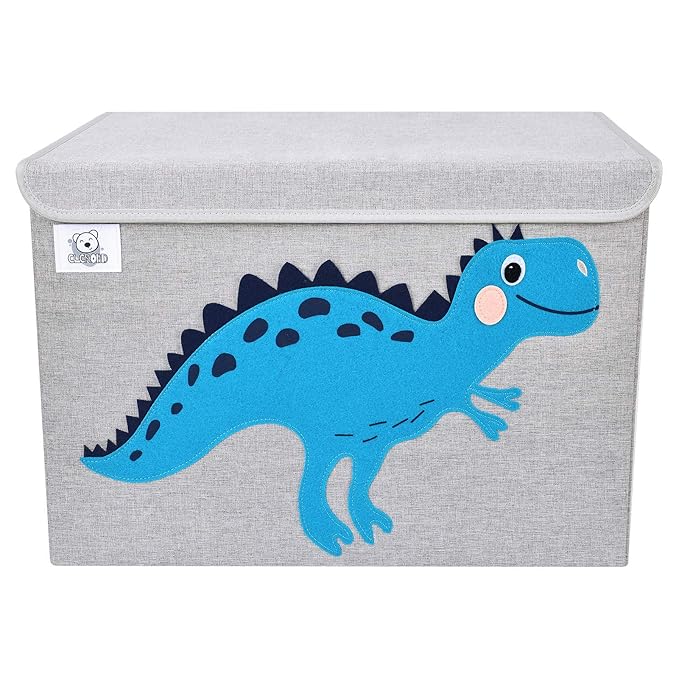 CLCROBD Foldable Large Kids Toy Chest with Flip-Top Lid, Collapsible Fabric Animal Toy Storage Organizer/Bin/Box/Basket/Trunk for Toddler, Children and Baby Nursery (Dinosaur)-NeatNest