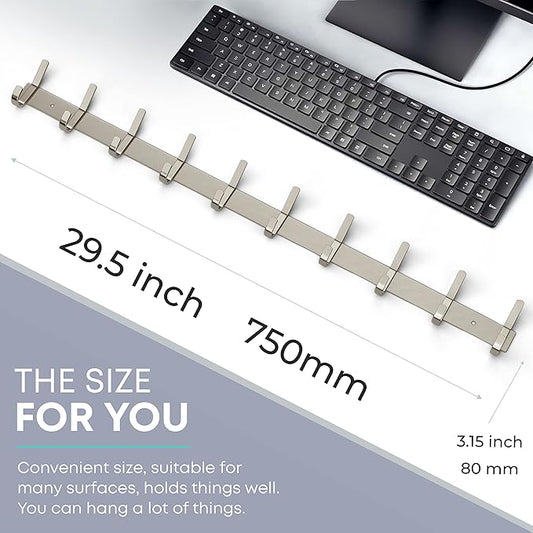 Coat Rack Wall Mount – Brushed Nickel 30 Inch Stainless Steel Hook Rail with 10 Heavy Duty Double Coat Hooks – Wall Mounted Coat Hanger for Entryway, Bathroom, Bedroom, Towel, Hat Organizer-NeatNest