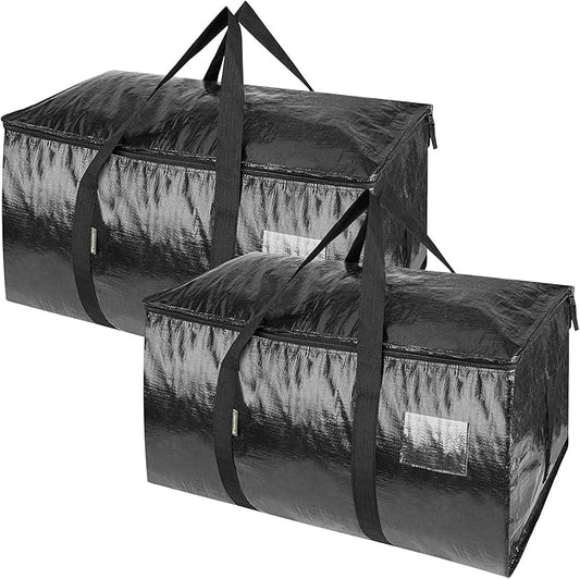 BALEINE 2-Pack Oversized Moving Bags with Reinforced Handles, Heavy-Duty Storage Tote for Clothes, Moving Supplies (Black, 2-Pack)-NeatNest