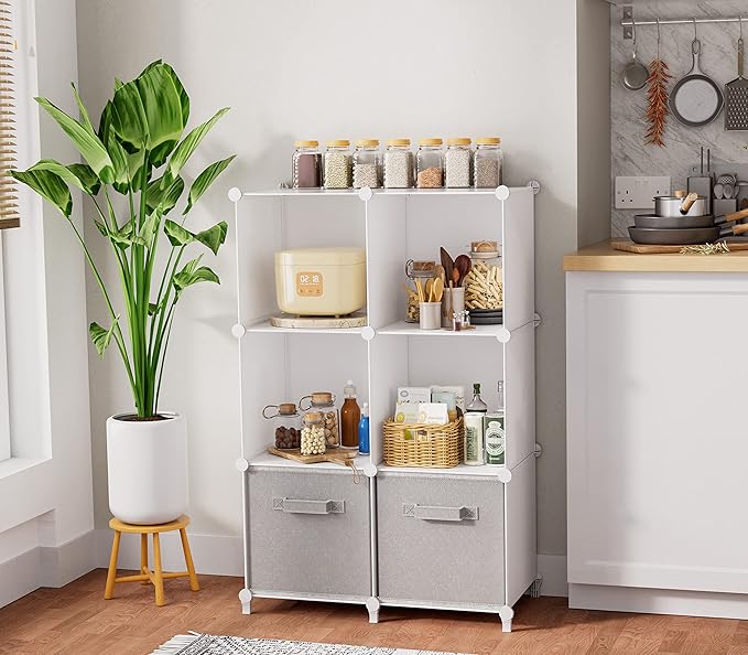 Stackable Closet Organizers and Storage 6 Cube Storage Organizer Closet Organizer for Bathroom Closet Storage for Wardrobe-NeatNest