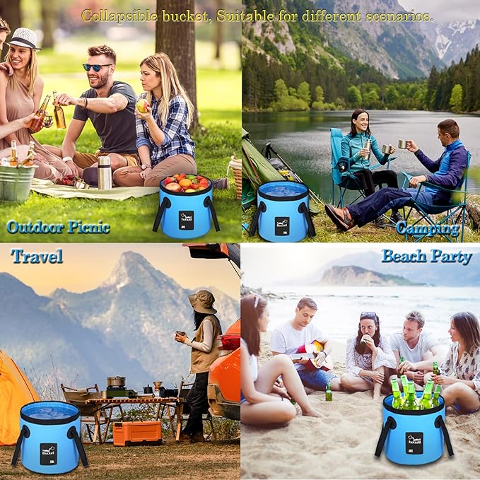Esthesia Collapsible Bucket, 5 Gallon Portable Folding Water Container for Travelling, Camping, Hiking, Fishing, Gardening-NeatNest