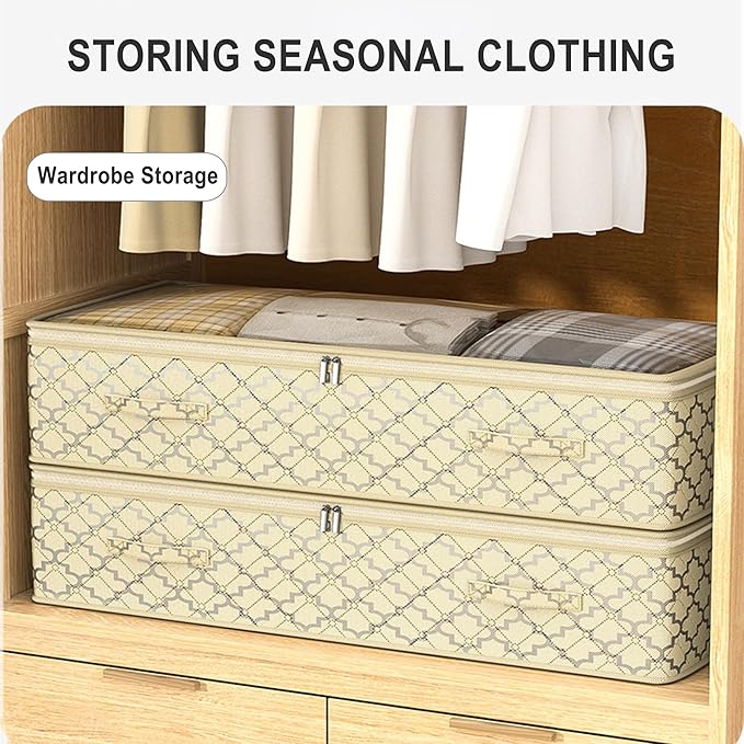 Foldable Under Bed Storage–Under Bed Storage Containers Non-Woven Fabric with Dual Zipper, Closet Organizers for Clothing, Bedding–Space-Saving Storage For Bedroom (7 in)-NeatNest