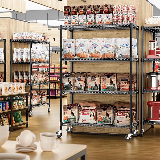 IZEUK Garage Shelving Wide Storage Shelves 4 Tier Metal Shelves Heavy Duty Adjustable Utility Shelf Rack Black 23.6" D x 53.1" W x 73.6" H-NeatNest