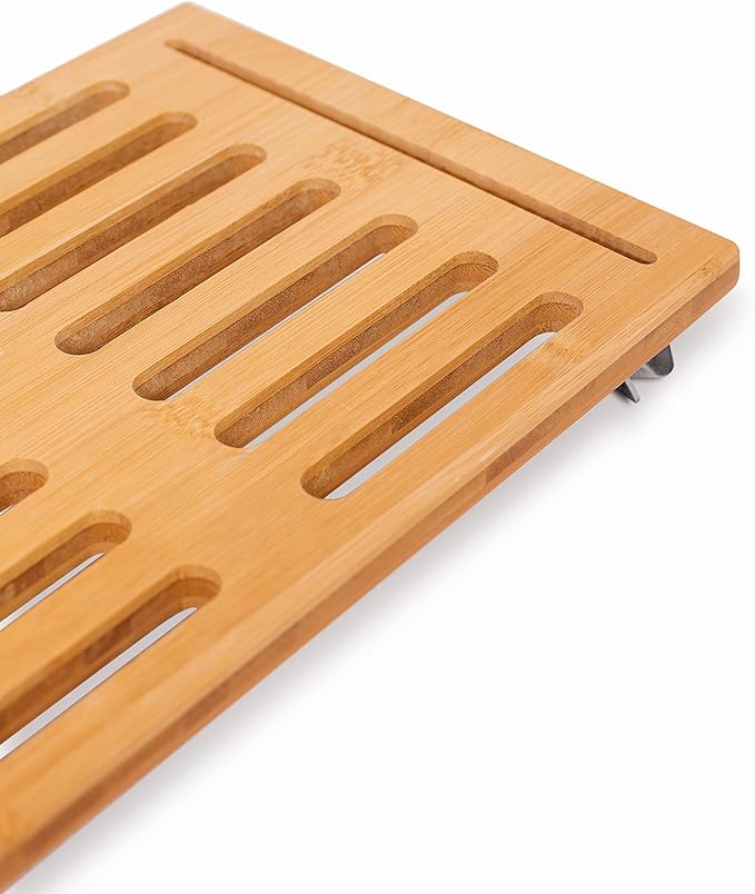 Internet's Best - Stacking Utility Shelf - Bamboo - 2 Shelves - Kitchen Cabinet Closet Organizer and Storage - Small-NeatNest
