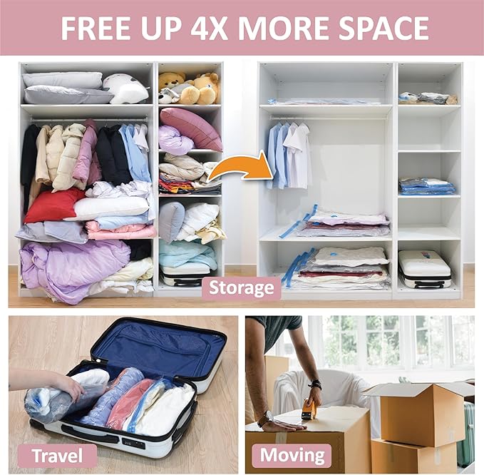 6 Pack XXL Jumbo Vacuum Storage Bags, Extra Large Vacuum Seal Bags for Comforters, Bedding, Blanket Storage, Giant Space Saver Bags for Huge Stuffed Toy (47.2x35 in)-NeatNest