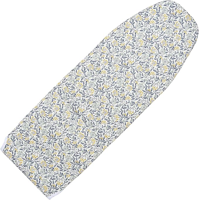 Seiritex Over The Door Ironing Board Cover 14 x 42 inch, Thick Padding and Heat Reflective with Hook and Loop Fasteners, 3 Layers Iron Board Cover (Flora)
