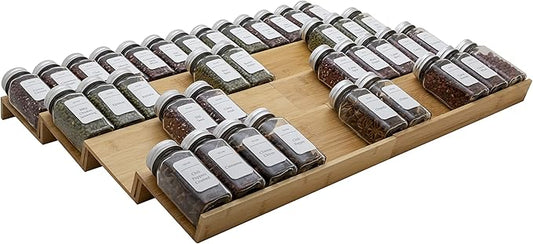 Bamboo Spice Rack Drawer Organizer - 8 Piece Set - 12" Wide, Combine Into 24" Rack (12" or 24")-NeatNest
