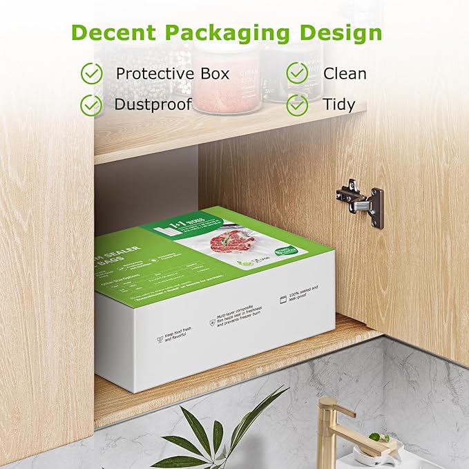 Bonsenkitchen Vacuum Sealer Bags Rolls, 11in x 50ft & 8in x 50ft Durable Food Sealer Bags, Commercial Grade, Heavy Duty, BPA Free, Seal a Meal, Great for Food Storage & Sous Vide Cooking, VB25-NeatNest