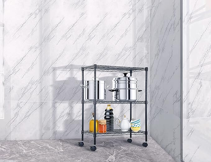 3 Tier Shelf Organizer Kitchen Shelving Bathroom Organizer Metal Wire Shelving Unit Height Adjustable, Bathroom Storage Shelves Laundry Room Storage Shelves, 23x13x32 in, 450 Lbs Capacity