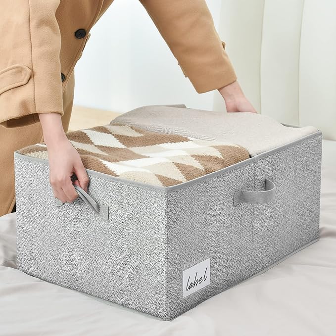 GRANNY SAYS Fabric Storage Bin with Lid, Decorative Storage Box, Extra Large Storage Baskets, Closet Organizer, Gray, 1-Pack-NeatNest