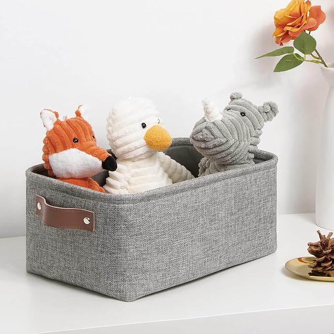 DULLEMELO Small Collapsible Fabric Basket for Organizing, Shelves, Closets, Laundry, Nursery, Decorative Gift Basket (Gray)-NeatNest