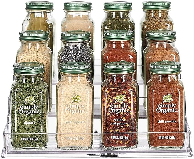 Home Intuition 3-Tier Spice Rack Step Shelf Cabinet Organizer, Clear (2)-NeatNest