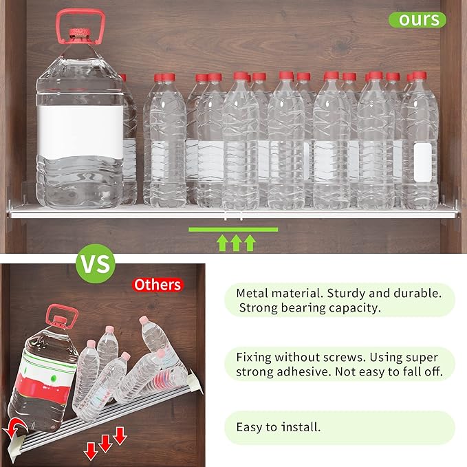 Expandable Closet Shelves Organizers, Adjustable Shelf for Cabinet Rack Storage Wardrobe Divider Shelving for Closets Pantry Cupboard Kitchen Small 2 Pack-NeatNest
