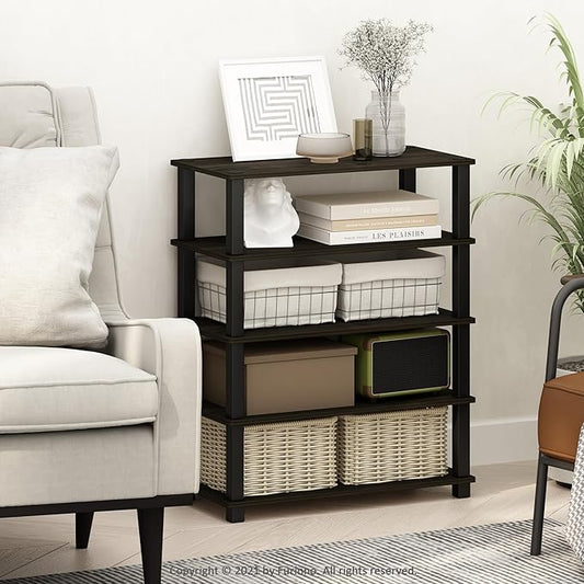 Furinno Turn-S-Tube 3-Tier Multipurpose Stackable Standing Shelves, Espresso/Black, Set of 2-NeatNest